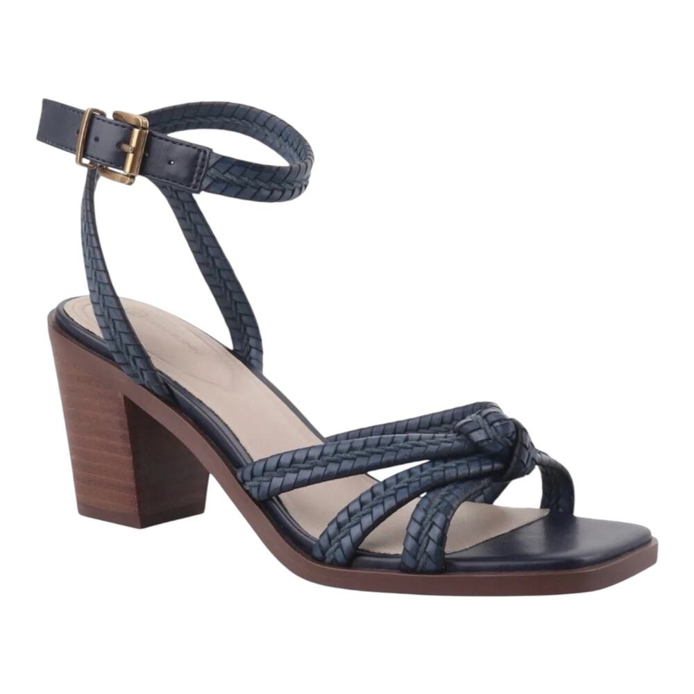 Giani Bernini Women's Renaee Block Heel Woven Strappy Sandals Navy Size 8